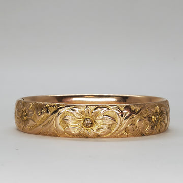 Gold Filled 15MM Floral Bangle DEJ-24539